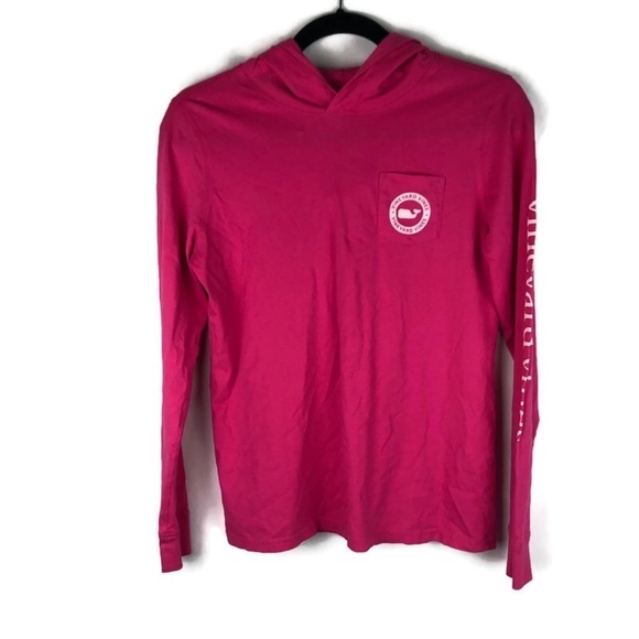 Vineyard Vines Hot Pink Hooded Long Sleeved Whale Shirt - Picture 1 of 4